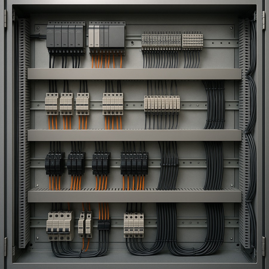 Een netjes gestructureerde schakelkast
